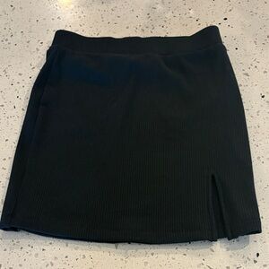 Ribbed Black‎ Women's Mini Skirt